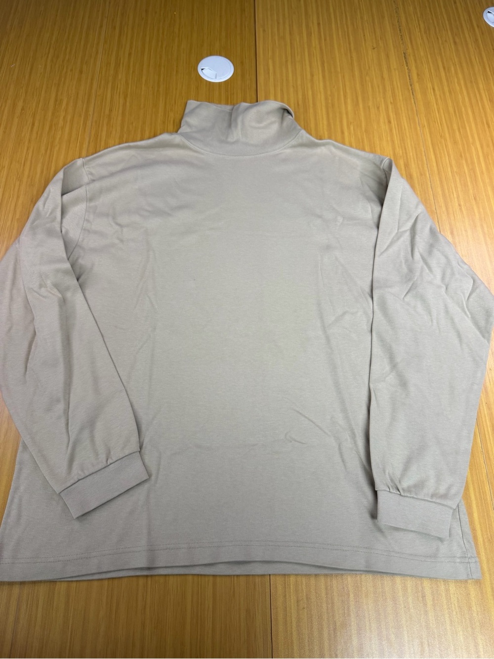 Vintage LL Bean Turtleneck Made in USA Freeport Maine Cotton Shirt Tan Size XL